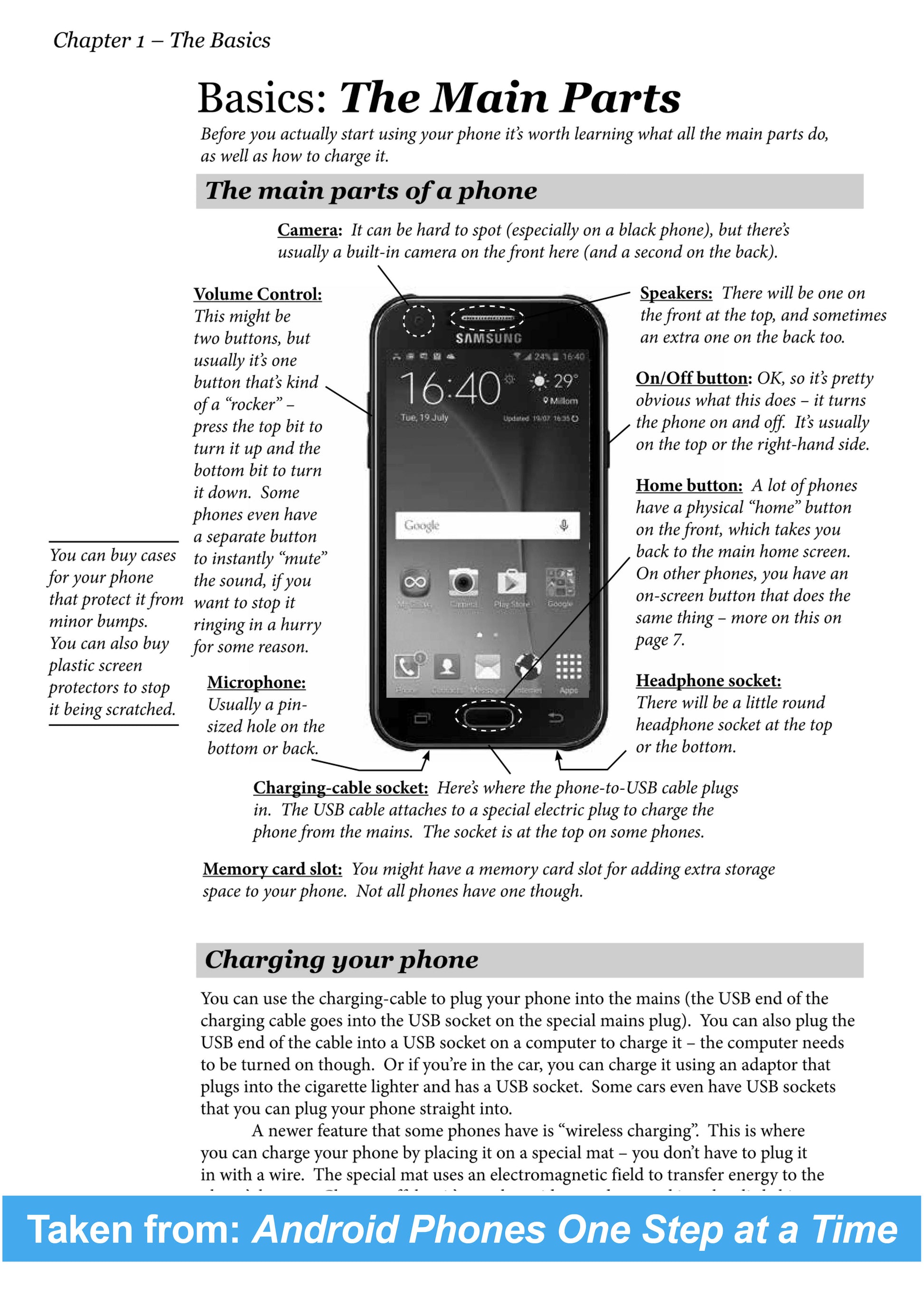 Sample page from Android phones One Step at a Time