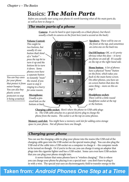 Sample page from Android phones One Step at a Time