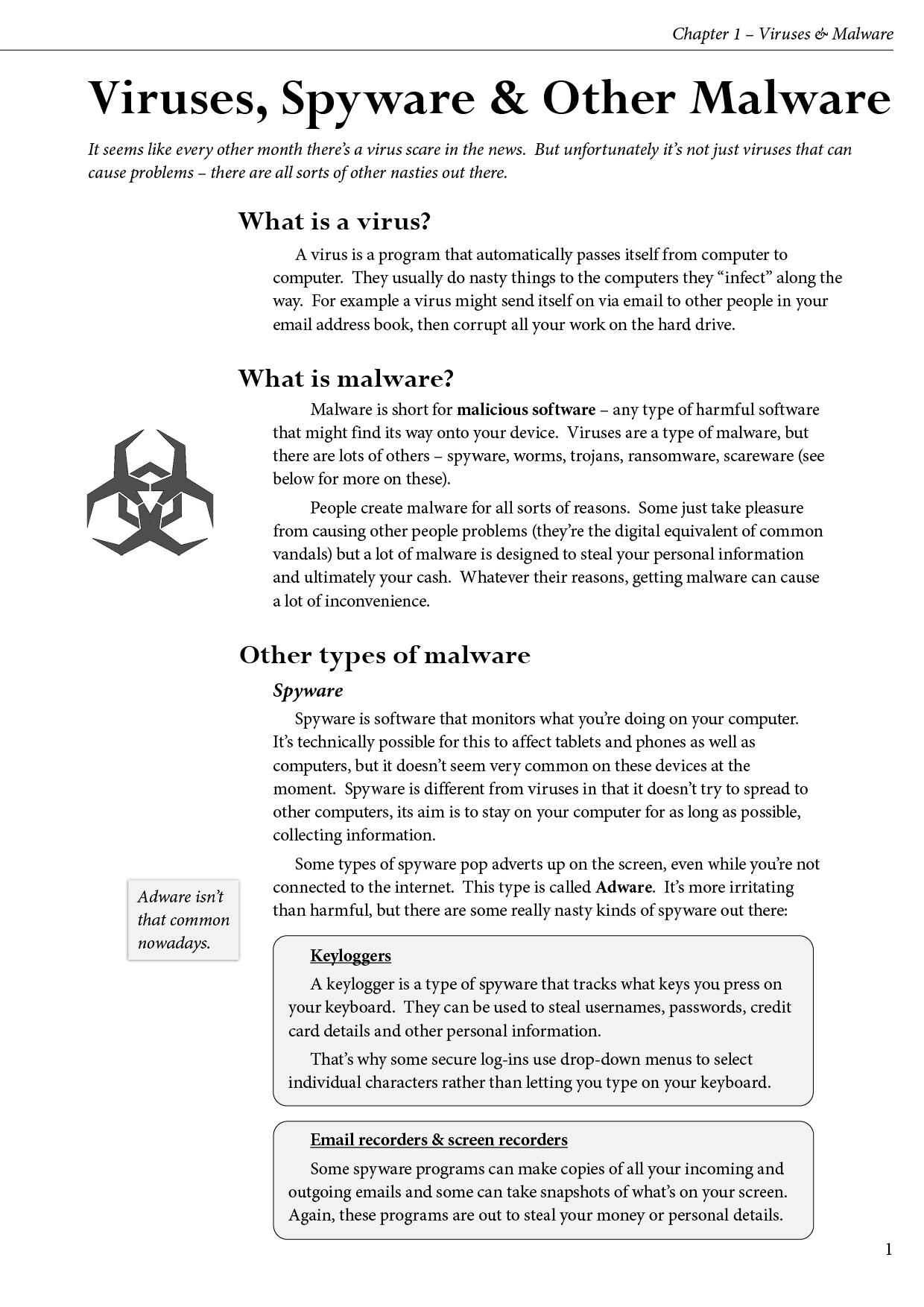 How to Stay Safe Online book sample page