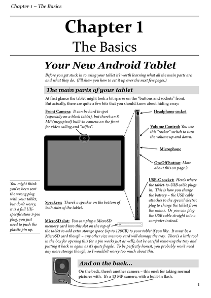 instruction book for the Joysurf tablet  sample page