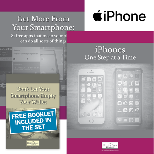 Set of two books about how to use your  iPhone and a free booklet.