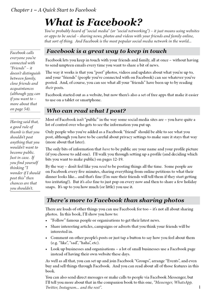 Facebook One Step at a time sample page